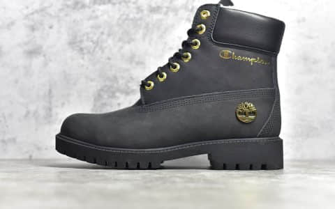 天伯伦卫冕冠军联名款 Timberland x Champion Premium 6Inch Boot 天伯伦加绒黑色高帮马丁靴