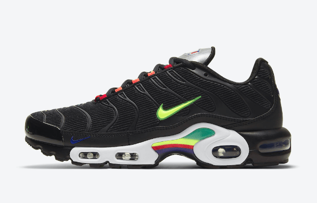 耐克MAX PLUS灯芯绒黑色气垫 Nike Air Max Plus 新配色耐克黑色彩虹复古跑鞋 货号：DA5561-001