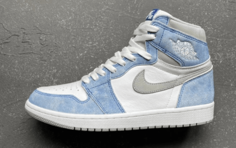 AJ1水洗牛仔麂皮拼接蓝色高帮Air Jordan 1 High OG “Hyper Royal” 全新AJ1水洗蓝发售 货号：555088-402