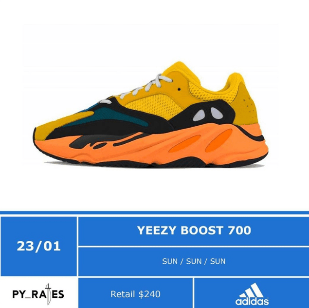 阿迪达斯椰子700太阳配色 Yeezy Boost 700 “Sun” 全新椰子700V1配色定价首次下调