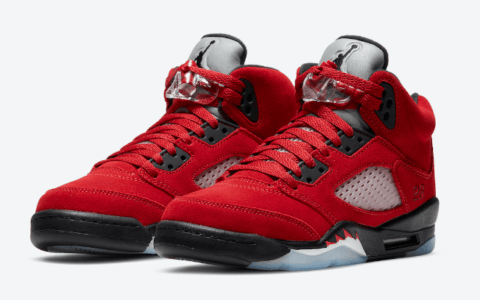 AJ5愤怒的公牛官图曝光 Air Jordan 5 “Raging Bull” 经典AJ5红色麂皮装扮复刻 货号：DD0587-600