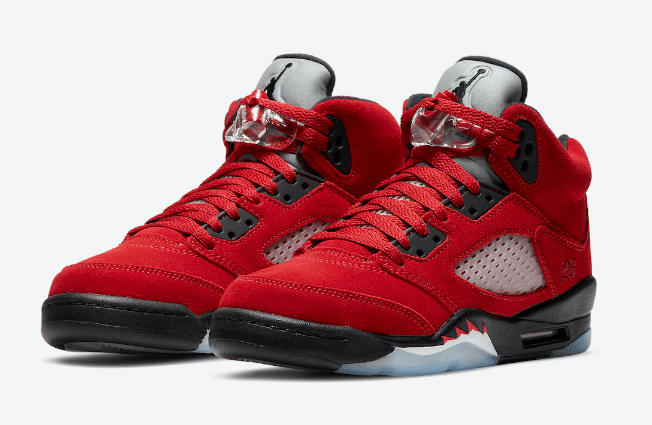 AJ5愤怒的公牛官图曝光 Air Jordan 5 “Raging Bull” 经典AJ5红色麂皮装扮复刻 货号：DD0587-600