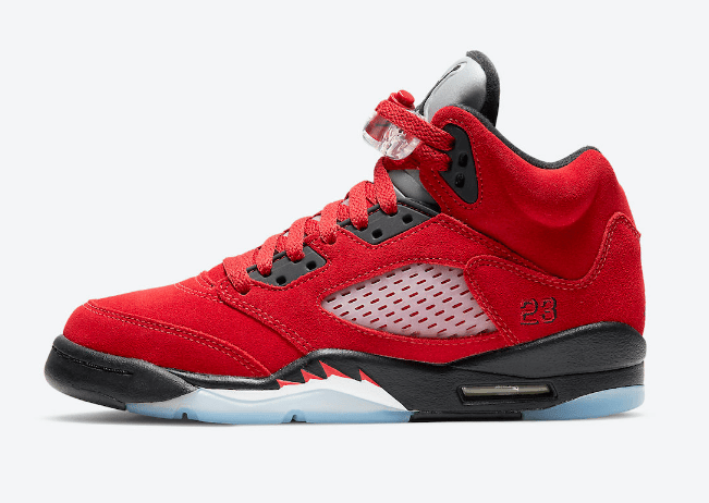 AJ5愤怒的公牛官图曝光 Air Jordan 5 “Raging Bull” 经典AJ5红色麂皮装扮复刻 货号：DD0587-600