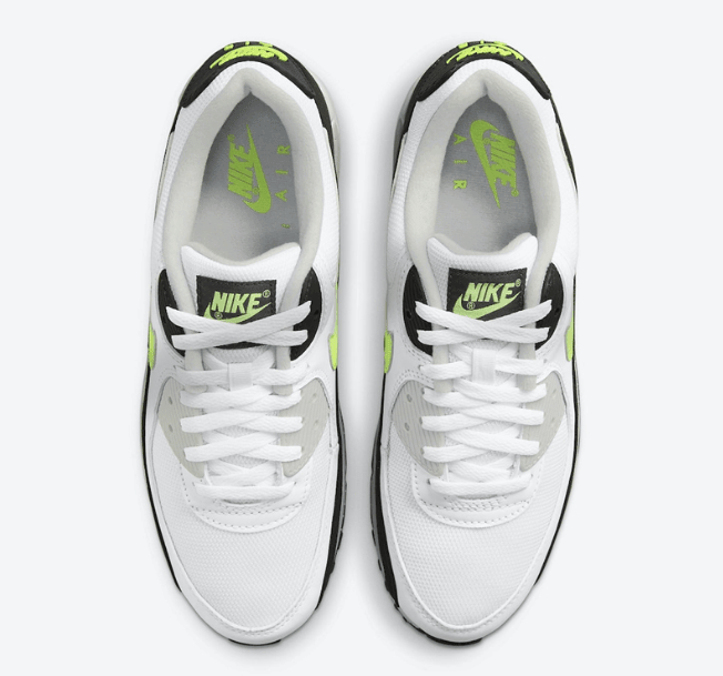 耐克AIE MAX90 OG全新配色 Nike Air Max 90 “Hot Lime” 耐克MAX90白黑绿老爹鞋 货号：CZ1846-100