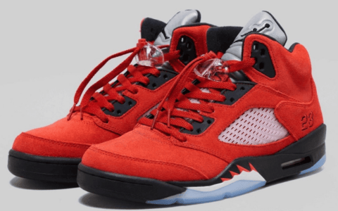 AJ5愤怒的公牛 2021必抢球鞋 Air Jordan 5 “Raging Bull” 全新AJ5红黑实战篮球鞋 货号：DD0587-600