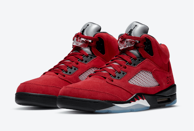 AJ5愤怒的公牛 2021必抢球鞋 Air Jordan 5 “Raging Bull” 全新AJ5红黑实战篮球鞋 货号：DD0587-600