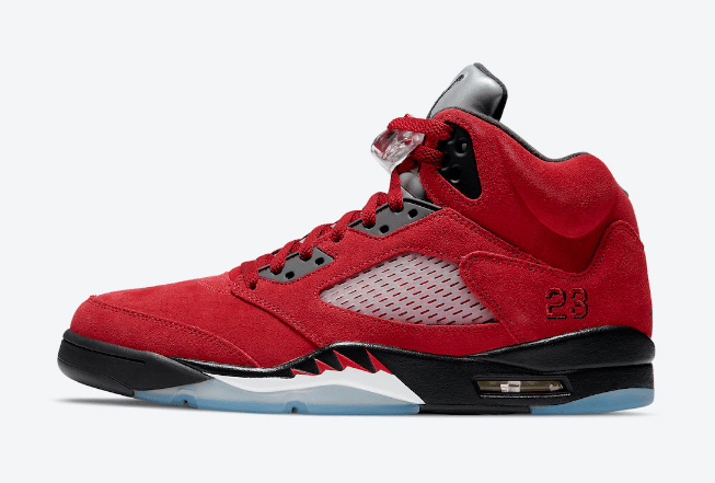 AJ5愤怒的公牛 2021必抢球鞋 Air Jordan 5 “Raging Bull” 全新AJ5红黑实战篮球鞋 货号：DD0587-600