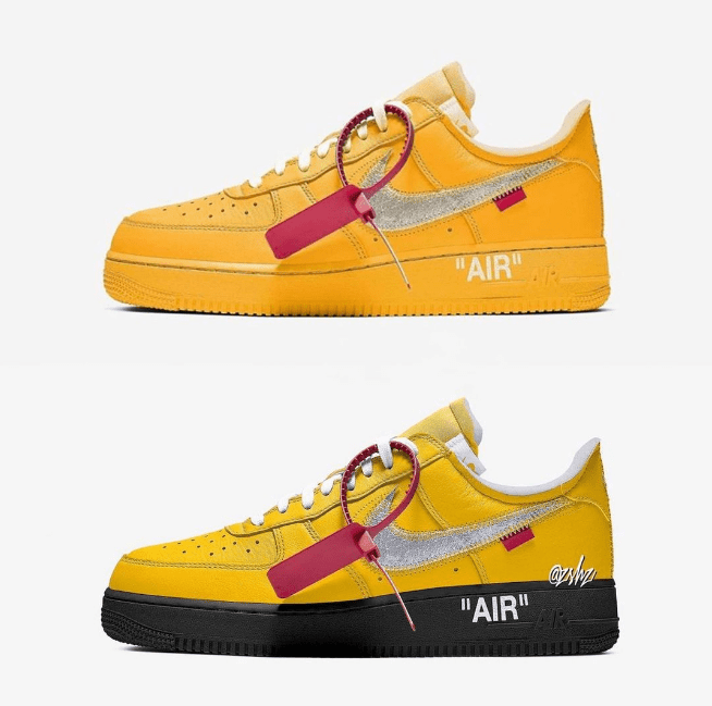 耐克空军OW联名黄色 OFF-WHITE x Nike Air Force 1 “University Gold” 全新耐克空军黄金配色 货号：DD1876-700