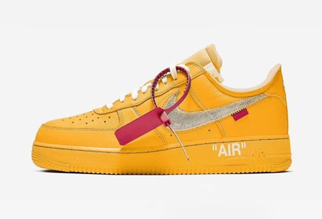 耐克空军OW联名黄色 OFF-WHITE x Nike Air Force 1 “University Gold” 全新耐克空军黄金配色 货号：DD1876-700