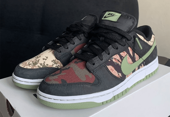 耐克Dunk迷彩鸳鸯配色新款 Nike Dunk Low SE “Oil Green” 耐克Dunk迷彩滑板鞋 货号：DH0957-001