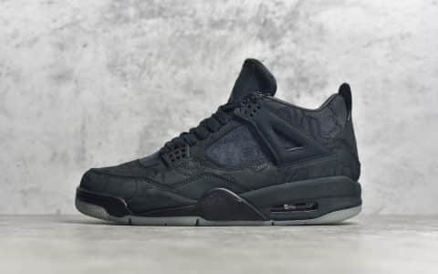 AJ4 Kaws联名黑色麂皮高帮 AJ1限量版天价鞋 Air Jordan 4 Kaws Black黑色AJ复刻 货号：930155-001