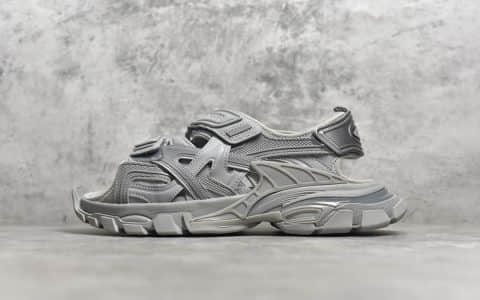 巴黎世家灰色老爹鞋巴黎世家凉鞋 Balenciaga Track Sandal Sneakers"Black/Silver" 莆田广州巴黎世家货源