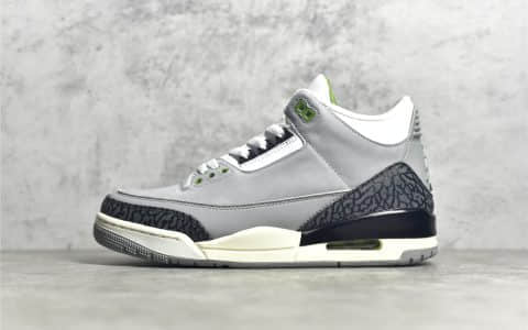 AJ3叶绿素实战篮球鞋 Air Jordan 3 Retro ” Chlorophyll ” AJ原厂进口头层皮料 AJ3灰绿色高帮 货号：136064-006