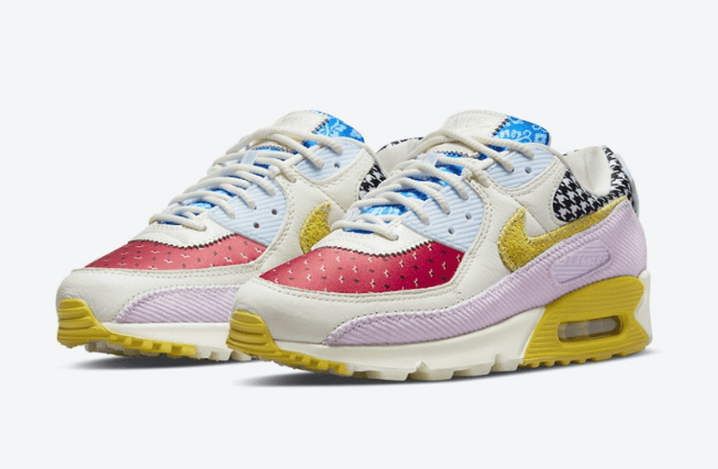 耐克MAX90灯芯绒麂皮 Nike Air Max 90 耐克MAX90多材料拼接炫彩鞋身 耐克MAX90新款 货号：DM8075-100
