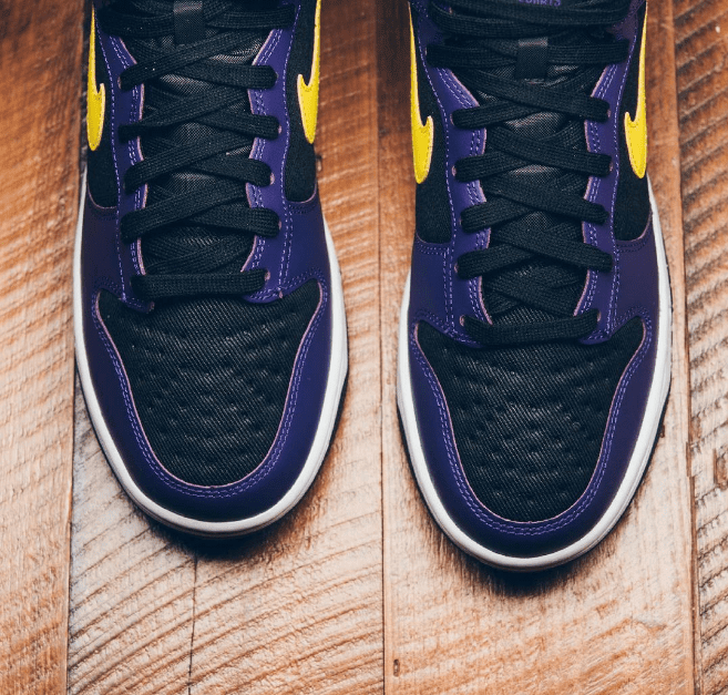 耐克Dunk湖人高帮 Nike Dunk Hi EMB “Lakers” 耐克Dunk黑紫帆布加皮革高帮 货号：DH0642-001