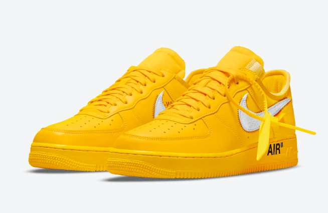 耐克空军一号OW联名 OFF-WHITE x Nike Air Force 1 Low “University Gold” 耐克空军黄色低帮联名款 货号：DD1876-700