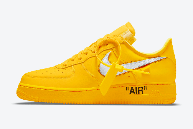 耐克空军一号OW联名 OFF-WHITE x Nike Air Force 1 Low “University Gold” 耐克空军黄色低帮联名款 货号：DD1876-700