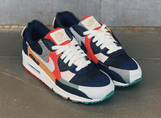 耐克MAX90缝合怪实物图 Nike Air Max 90 “Scrap” 耐克MAX90多材料拼接新款 货号：DJ4878-400