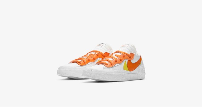 耐克Sacai联名 耐克开拓者Sacai联名白橙低帮 sacai x Nike Blazer Low 耐克开拓者解构低帮板鞋 货号：DD1877-100