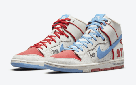 耐克保时捷联名 Ishod Wair x Magnus Walker x Nike SB Dunk High 耐克SB Dunk白蓝红高帮 货号：DH7683-100