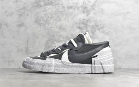 耐克Sacai联名黑色低帮 Sacai X Nike Blazer Low Dunk Dark Grey 耐克联名款低帮解构鞋 货号：DD1877-002