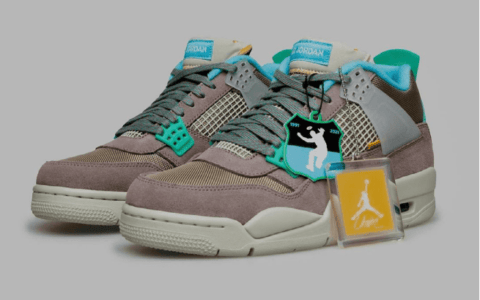 全新AJ4 Union联名款两个新配色即将发售 Union x Air Jordan 4 “Desert Moss” AJ4洛杉矶知名球鞋店铺联名 货号：DJ5718-300