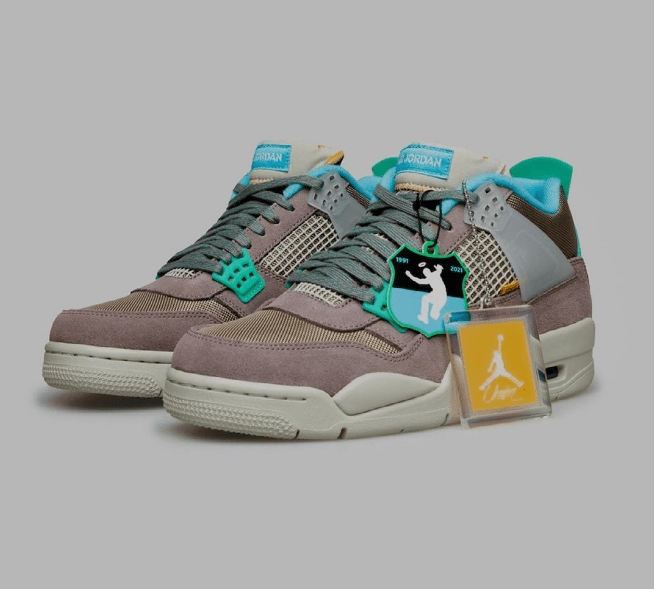 全新AJ4 Union联名款两个新配色即将发售 Union x Air Jordan 4 “Desert Moss” AJ4洛杉矶知名球鞋店铺联名 货号：DJ5718-300