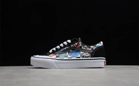 万斯黑色低帮涂鸦帆布鞋 VANS Style 36 SF 万斯彩色LOGO印花 货号：VN0A3MVL3P0