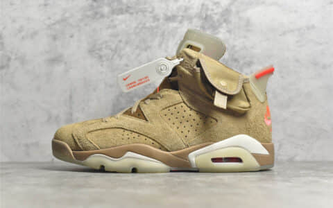 AJ6斯科特联名卡其棕色 Travis Scott x Air Jordan 6 Retro SP British Khaki 莆田顶级版本AJ6麂皮高帮 货号：DH0690-200