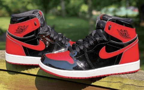 AJ1黑红漆皮版本 AJ1黑红高帮 Air Jordan 1 High OG “Bred Patent” 经典AJ1黑红复刻 货号：555088-063