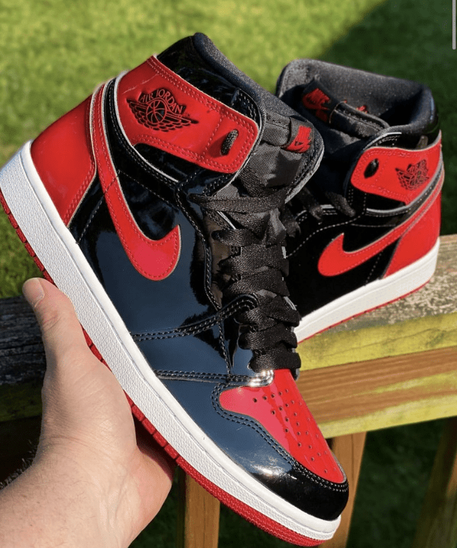 AJ1黑红漆皮版本 AJ1黑红高帮 Air Jordan 1 High OG “Bred Patent” 经典AJ1黑红复刻 货号：555088-063