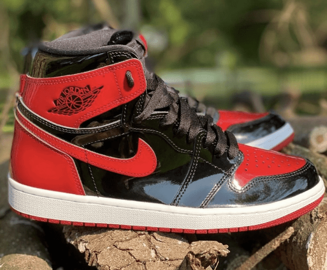 AJ1黑红漆皮版本 AJ1黑红高帮 Air Jordan 1 High OG “Bred Patent” 经典AJ1黑红复刻 货号：555088-063