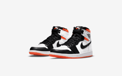 AJ1扣碎篮板中帮 Air Jordan 1 Hi “Electro Orange” 全新AJ1白黑橙中帮预告 货号：555088-180