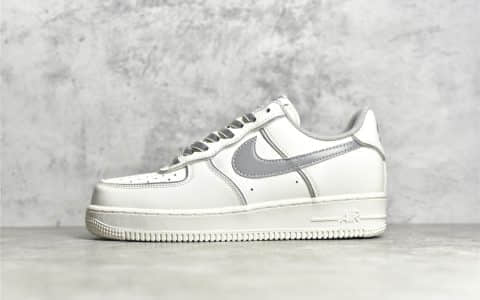 耐克空军3M反光 Nike Air Force 1 Low 耐克空军鞋带反光 空军一号LOGO反光 耐克空军白灰色低帮 货号：BQ8228-366