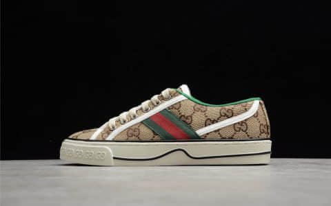 古驰乌木色板鞋莞产纯原 Gucci Tennis 1977系列 古驰经典板鞋 古驰奢侈板鞋 货号：606111-H0T10-988H