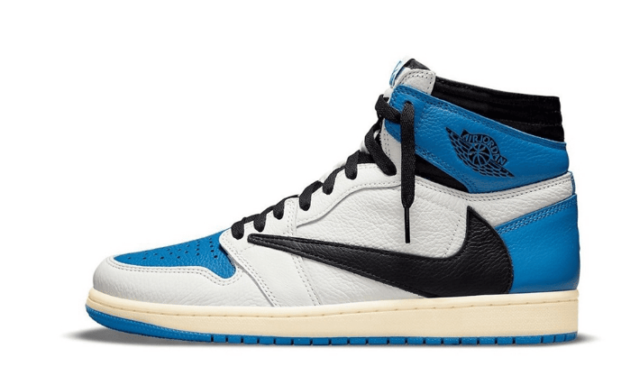 AJ1 TS 藤原浩联名白蓝高帮 Travis Scott x fragment design x Air Jordan 1 Hi AJ1倒钩闪电 货号：DH3227-105 