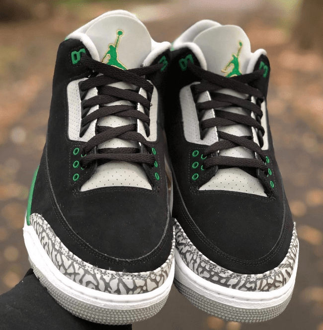 AJ3黑绿实战球鞋实物图 Air Jordan 3 “Pine Green” AJ3俄勒冈全新配色 货号：CT8532-030