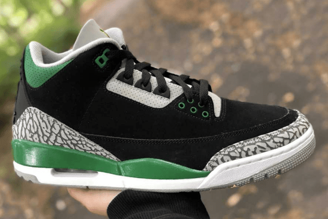 AJ3黑绿实战球鞋实物图 Air Jordan 3 “Pine Green” AJ3俄勒冈全新配色 货号：CT8532-030