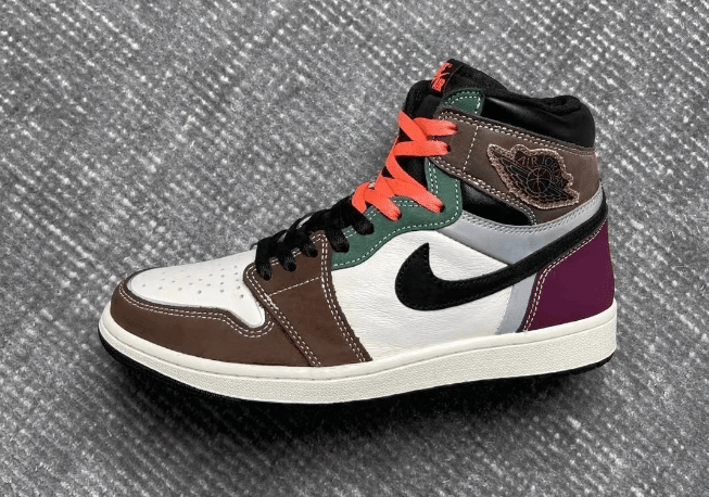 AJ1缝合怪高帮 AJ1拼色新配色 Air Jordan 1 High OG “Hand Crafted” AJ1白棕黑紫高帮 货号：DH3097-001