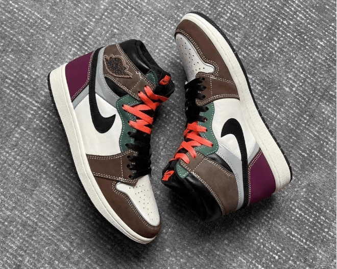 AJ1缝合怪高帮 AJ1拼色新配色 Air Jordan 1 High OG “Hand Crafted” AJ1白棕黑紫高帮 货号：DH3097-001