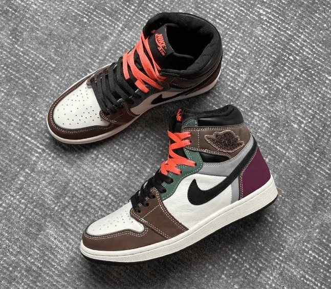 AJ1缝合怪高帮 AJ1拼色新配色 Air Jordan 1 High OG “Hand Crafted” AJ1白棕黑紫高帮 货号：DH3097-001