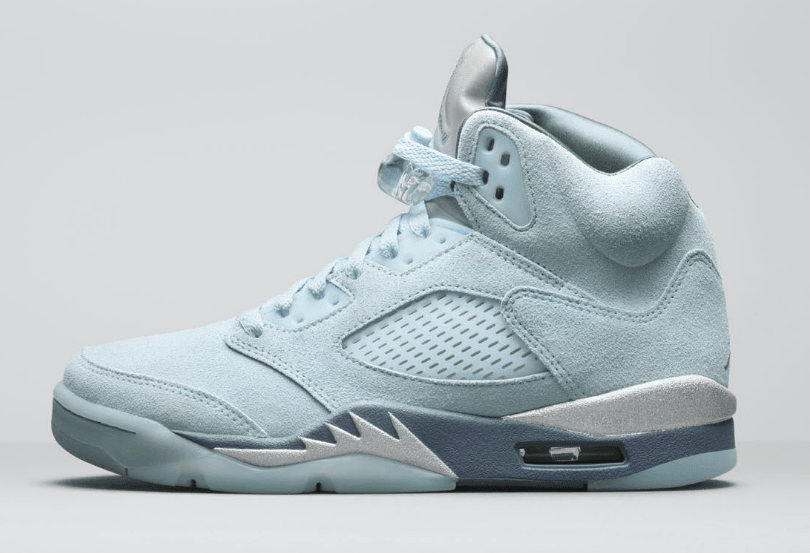 AJ5蓝色麂皮高帮球鞋 AJ5冰蓝 Air Jordan 5 WMNS “Bluebird” AJ5蓝鸟实物曝光 货号：DD9336-400