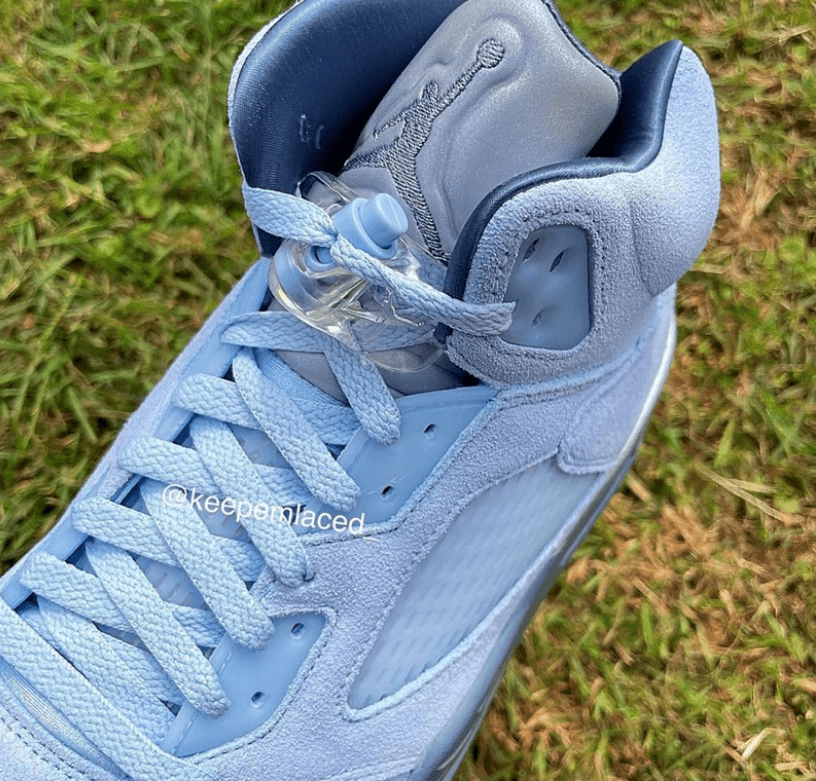 AJ5蓝色麂皮高帮球鞋 AJ5冰蓝 Air Jordan 5 WMNS “Bluebird” AJ5蓝鸟实物曝光 货号：DD9336-400