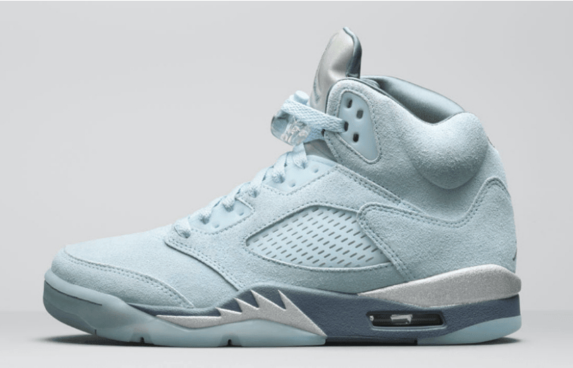 AJ5蓝色麂皮高帮球鞋 AJ5冰蓝 Air Jordan 5 WMNS “Bluebird” AJ5蓝鸟实物曝光 货号：DD9336-400