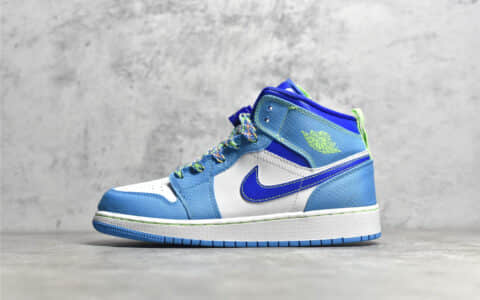 AJ1蓝绿中帮 AJ1皇家蓝中帮 Air Jordan 1 MiD GS 原鞋AJ1中帮公司级纯原级别 货号：DA8010-400