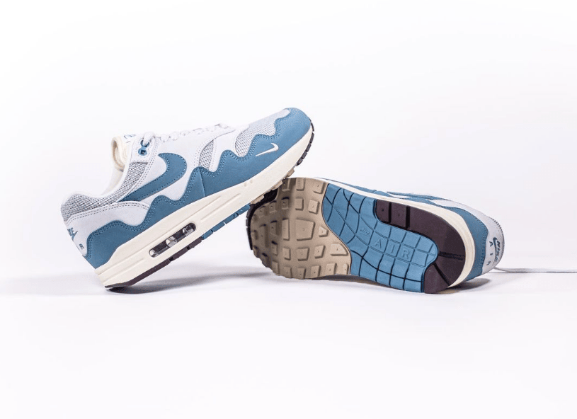 耐克AIR MAX1水蓝色联名款 Patta x Nike Air Max 1 “Noise Aqua”上脚图曝光  货号：DH1348-004