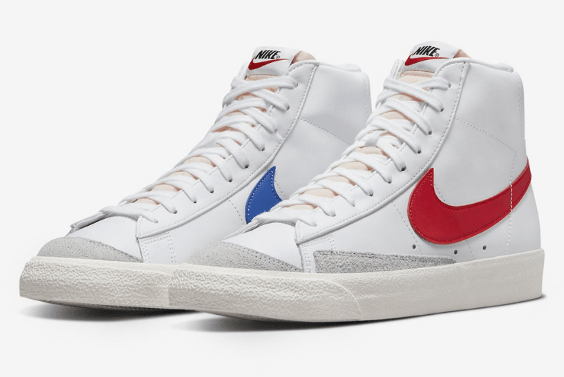 耐克开拓者高帮新配色 Nike Blazer Mid ’77 耐克开拓者红蓝钩 耐克鸳鸯钩 货号：BQ6806-117 BQ6806-116