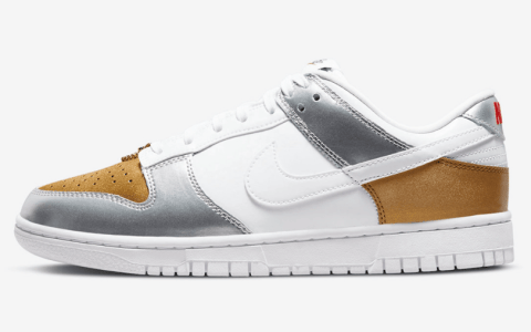 耐克Dunk金链子 Nike Dunk Low WMNS “Metallic” 耐克Dunk金银白低帮 货号：DH4403-700