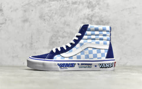 万斯棋盘格蓝色高帮 Vans SK8 Hi 38 DX 高端万斯货源 万斯蓝白棋盘格帆布鞋 货号：VN0A5KRIA5I