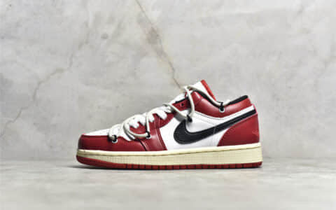 AJ1解构机能绑带低帮 Air Jordan 1 Low AJ1白红低帮 AJ1芝加哥绑带 货号：553560-603